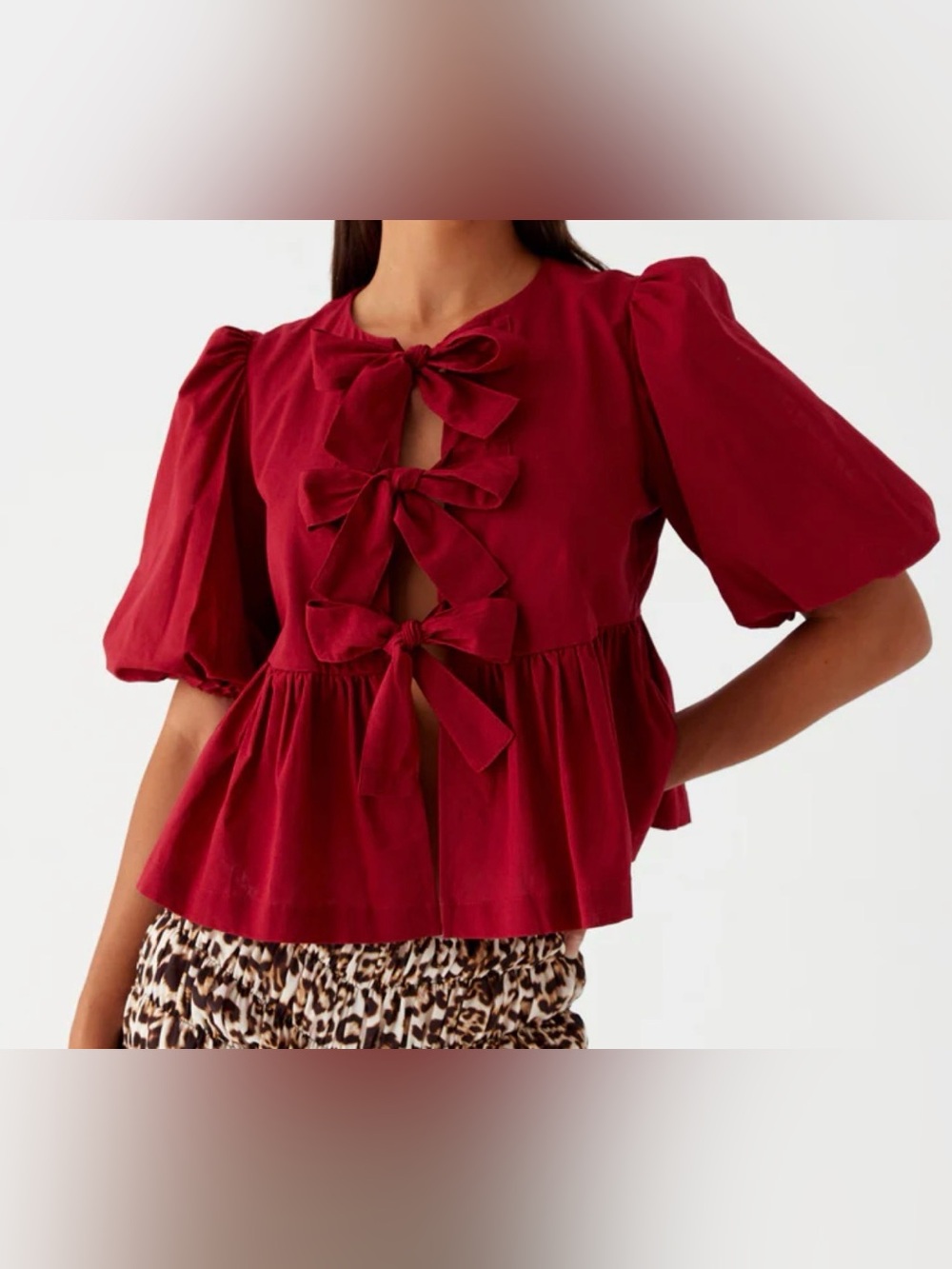 Peppermayo Western Wind Tie Top - Maroon